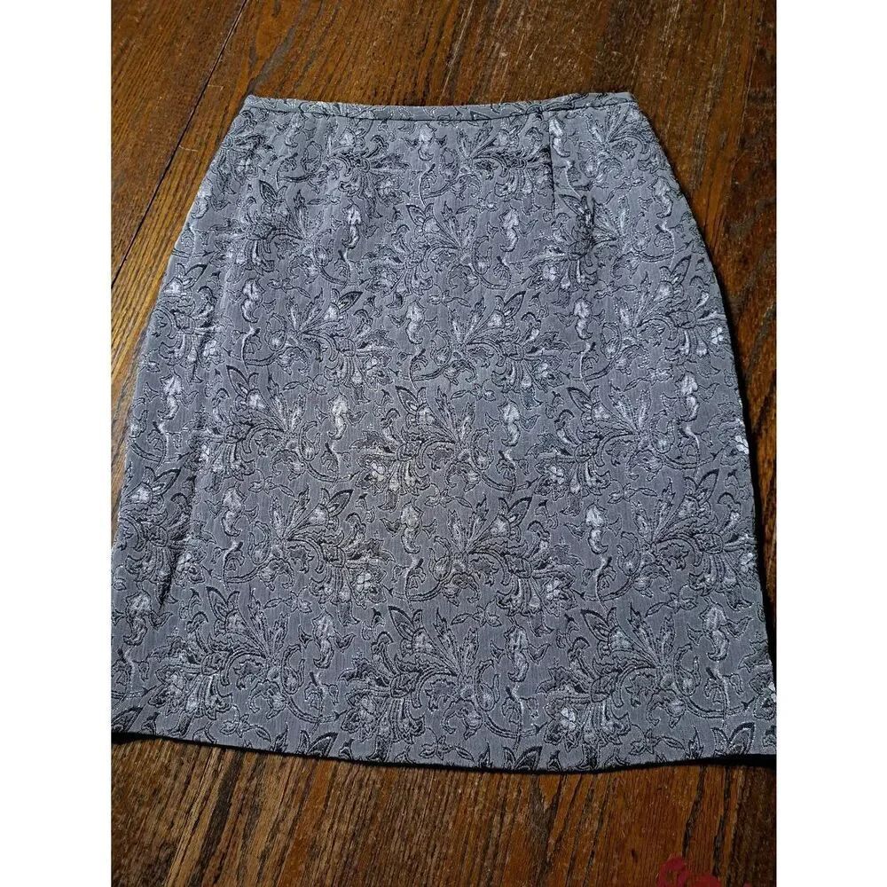 Size 14 Grey Silver Black Glitter Lined Rear Zip Midi Skirt
